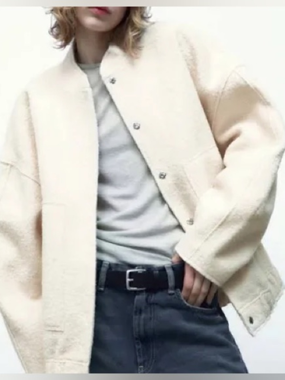 Zara textured oversized pocket bomber jacket Sz M-L